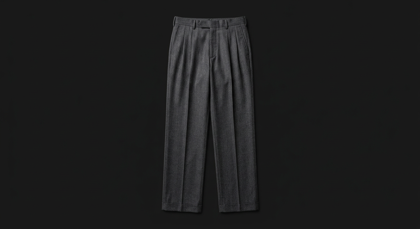 Pleated Wide Trouser - Charcoal